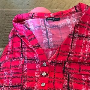 Ava & Grace Vibrant Red Checkered Top